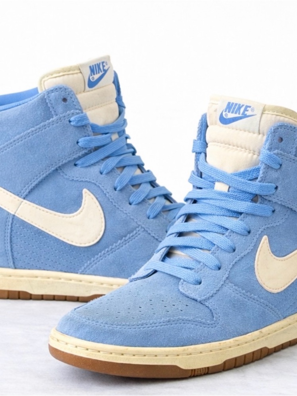 Nike Dunk Sky Hi Wedge Sneakers Blue Suede Womens [9.5]
